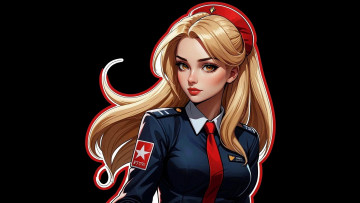 обоя рисованное, комиксы, девушка, блондинка, форма