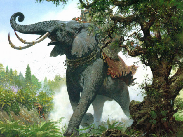 Обои картинки фото рисованные, животные, слоны