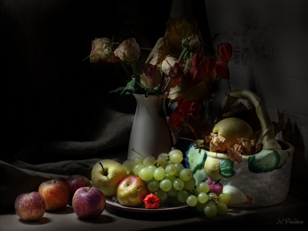 Обои картинки фото baksiku, осенняя, ночь, еда, натюрморт