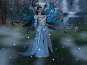 Картинка 3д графика elves эльфы бабочки фея трава