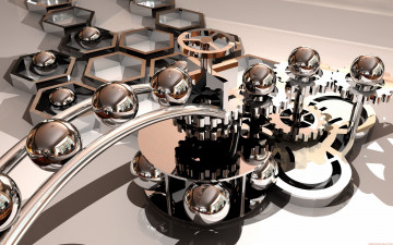 Картинка 3д графика modeling моделирование шары шестерни