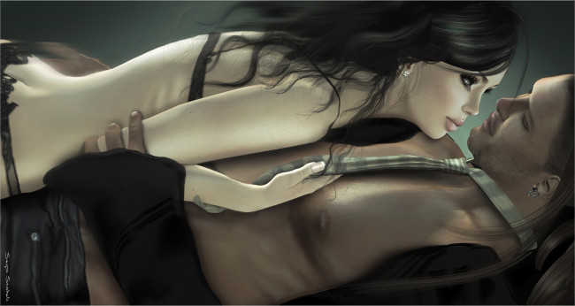 Обои картинки фото 3д, графика, romance, страсть, чувства, парень, девушка