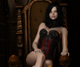 Картинка felicia by metalhed13 3д графика elves эльфы взгляд поза корсет девушки рендер