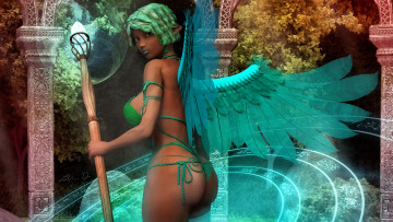 Картинка 3д графика elves эльфы эльфийка крылья