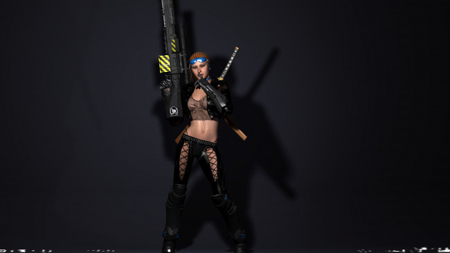 Обои картинки фото 3д, графика, fantasy, фантазия, девушка, оружие, меч