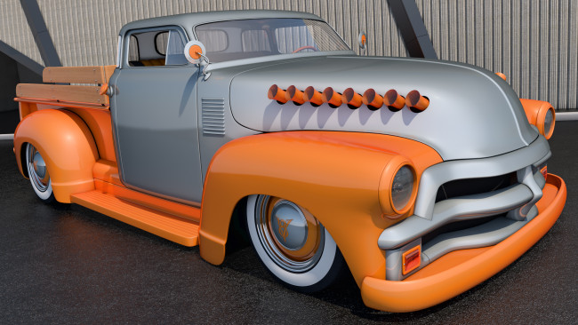 Обои картинки фото автомобили, 3д, chevrolet, 1954