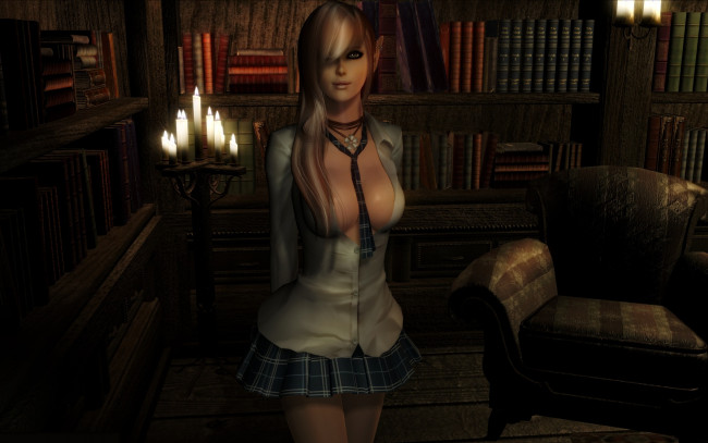 Обои картинки фото 3д, графика, elves, эльфы, эльфийка, свечи, книги