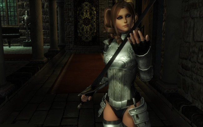 Обои картинки фото 3д, графика, fantasy, фантазия, доспехи, меч, девушка