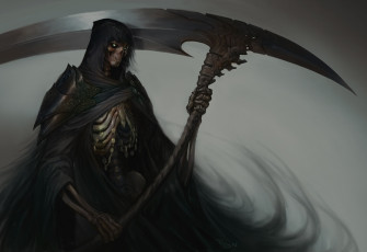 Картинка фэнтези нежить фантастика коса скелет смерть арт