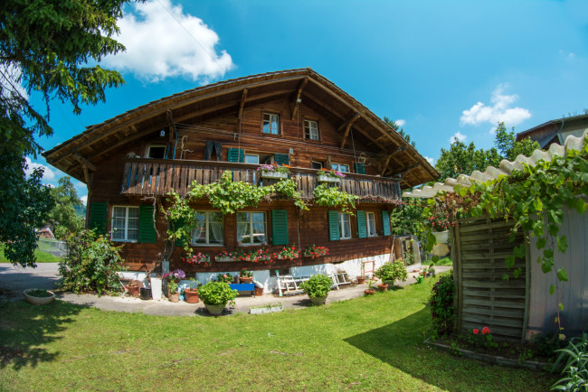 Обои картинки фото ваттенвиль швейцария, города, - здания,  дома, цветы, дом, швейцария, ваттенвиль, трава