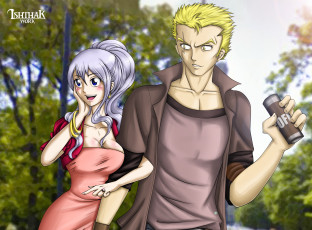 Картинка разное арты фон девушка улыбка взгляд парень mirajane strauss