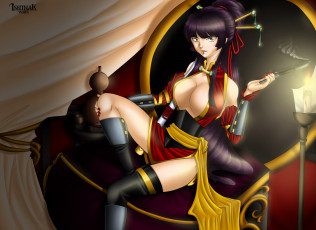 Картинка аниме unknown +другое фон сигарета девушка взгляд