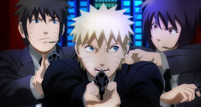 Обои картинки фото аниме, naruto, uzumaki, by, tedeik, арт, наруто, shippuden, revolver, menma, shizune