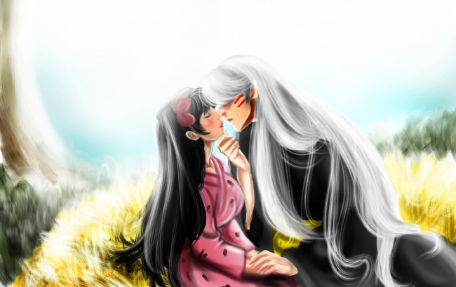 Обои картинки фото разное, арты, арт, аниме, инуяша, романтика, рин, сешимару