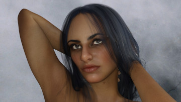 Картинка 3д+графика портрет+ portraits девушка взгляд фон