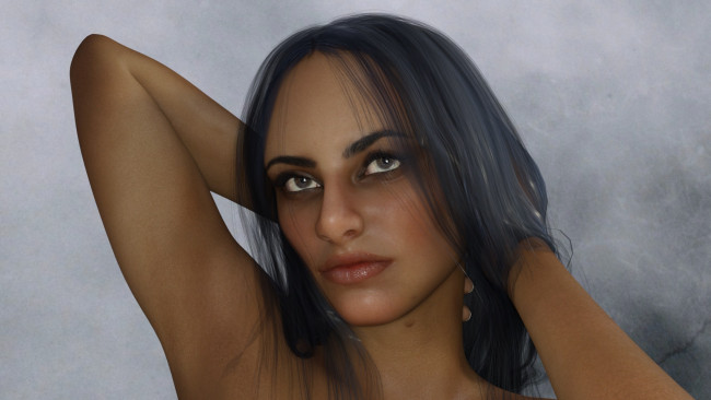 Обои картинки фото 3д графика, портрет , portraits, девушка, взгляд, фон