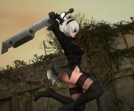 Картинка 3д+графика фантазия+ fantasy взгляд девушка фон оружие