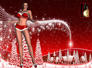 Картинка 3д+графика праздники+ holidays фон взгляд девушка