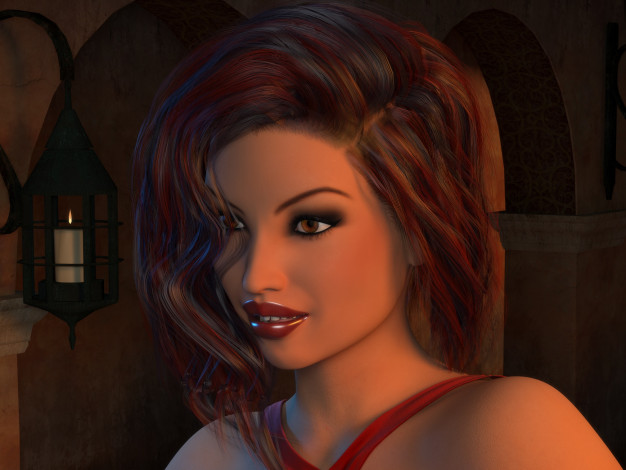 Обои картинки фото 3д графика, портрет , portraits, взгляд, девушка, фон