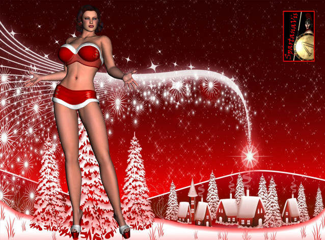 Обои картинки фото 3д графика, праздники , holidays, фон, взгляд, девушка