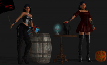 Картинка 3д+графика праздники+ holidays девушки взгляд фон