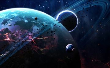 Картинка космос арт планеты вселенная галактики звезды