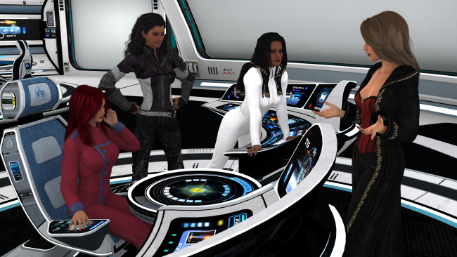 Обои картинки фото 3д графика, фантазия , fantasy, девушки, фон, взгляд