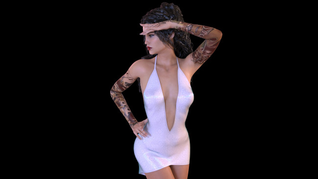 Обои картинки фото 3д графика, люди , people, фон, взгляд, девушка