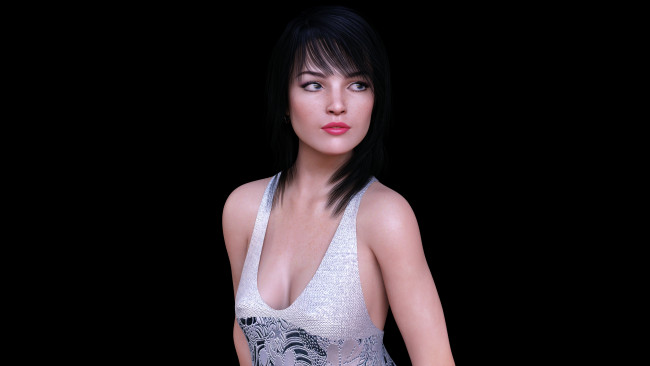 Обои картинки фото 3д графика, люди , people, взгляд, фон, девушка