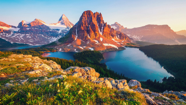 Обои картинки фото природа, горы, озеро, снег