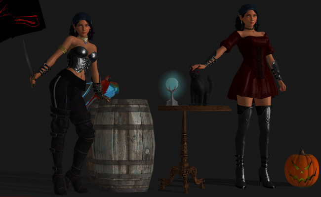 Обои картинки фото 3д графика, праздники , holidays, девушки, взгляд, фон