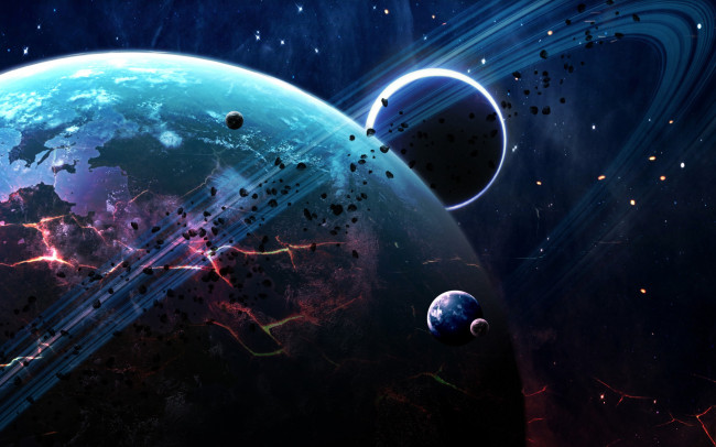 Обои картинки фото космос, арт, планеты, вселенная, галактики, звезды