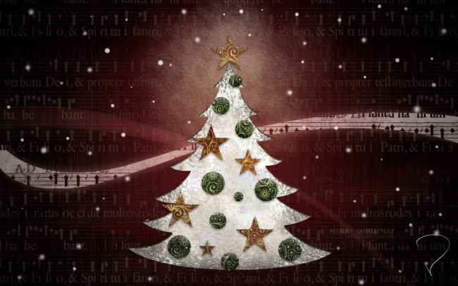 Обои картинки фото праздничные, векторная графика , новый год, слова, ноты, звезды, шары, ёлка, песня