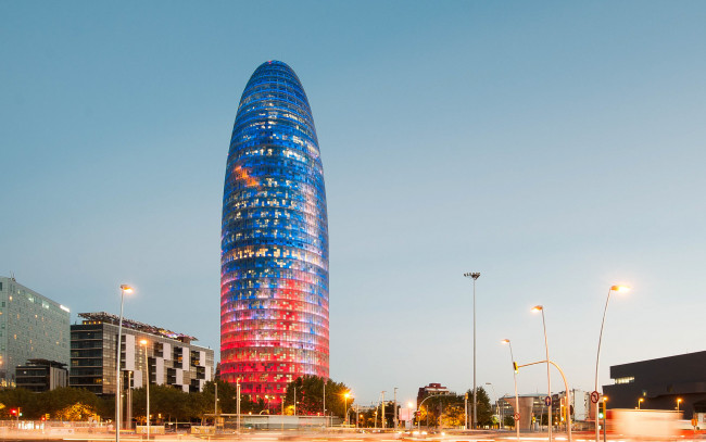 Обои картинки фото torre agbar, барселона, города, барселона , испания, башня, агбар, архитектура, необычные, здания