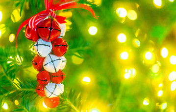 обоя праздничные, колокольчики, лента, бант