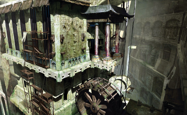 Обои картинки фото видео игры, heavenly sword, город, здания, механизмы