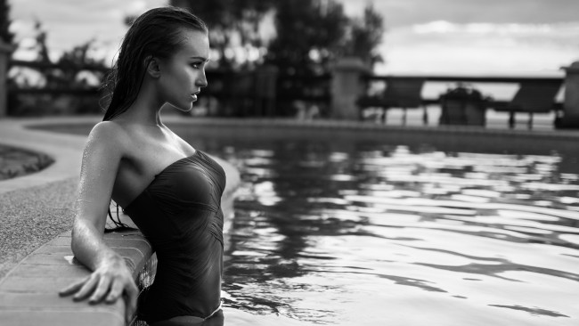 Обои картинки фото девушки, - черно-белые, анастасия, климас