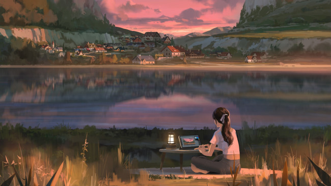 Обои картинки фото аниме, пейзажи,  природа, пейзаж