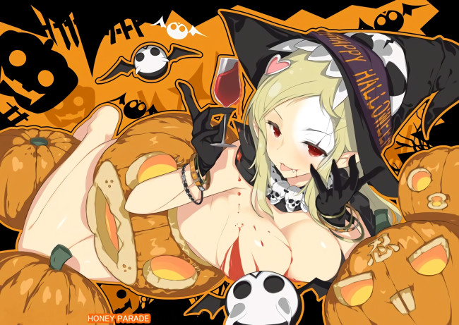 Обои картинки фото аниме, магия,  колдовство,  halloween, хэллоуин