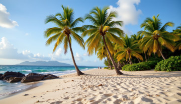 обоя автор wp stl, 3д графика, природа , nature, море, песок, пальмы, тропики
