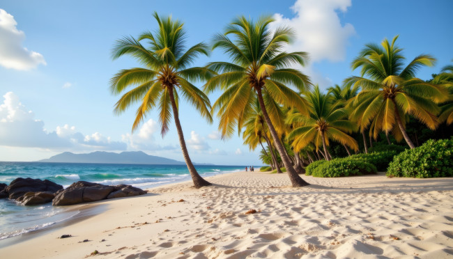 Обои картинки фото автор wp stl, 3д графика, природа , nature, море, песок, пальмы, тропики