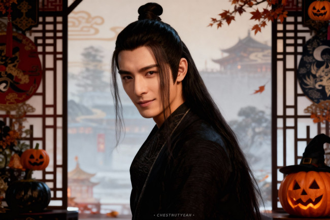 Обои картинки фото праздничные, хэллоуин, китаец, парень, ии