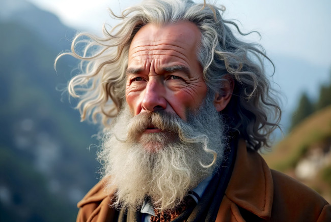 Обои картинки фото 3д графика, люди , people, пожилой, седой, мужчина, борода, усы