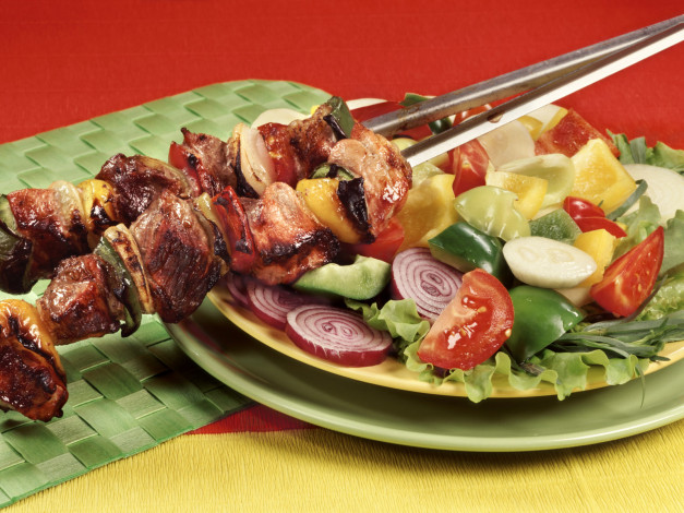 Обои картинки фото еда, шашлык, барбекю