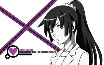 Картинка аниме bakemonogatari senjougahara+hitagi девушка надпись