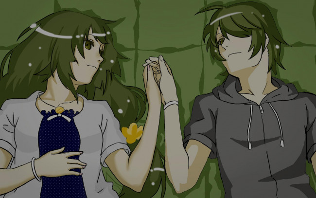 Обои картинки фото аниме, bakemonogatari, senjougahara hitagi, девушка, araragi koyomi, мужчина, пара