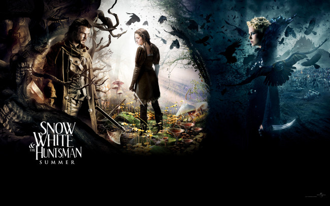 Обои картинки фото snow, white, and, the, huntsman, кино, фильмы, kristen, stewart, charlize, theron, evil, queen, chris, hemsworth
