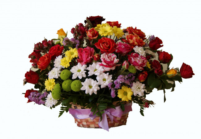 Обои картинки фото цветы, букеты, композиции, букет, розы, корзина