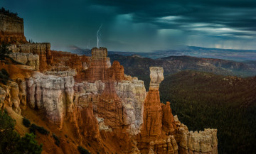 Картинка природа молния +гроза пейзаж горы