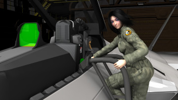 Картинка 3д+графика люди+ people самолет фон взгляд девушка